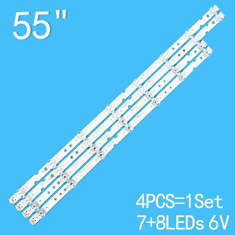 4 PCS/Set LED Backlight Strip for TCL 55P65US 55U3800C 55P65 55D6 55F6 55L2 4C-LB5507-PF02J HR03J 55HR330M07B2 V2 55HR330M08A2