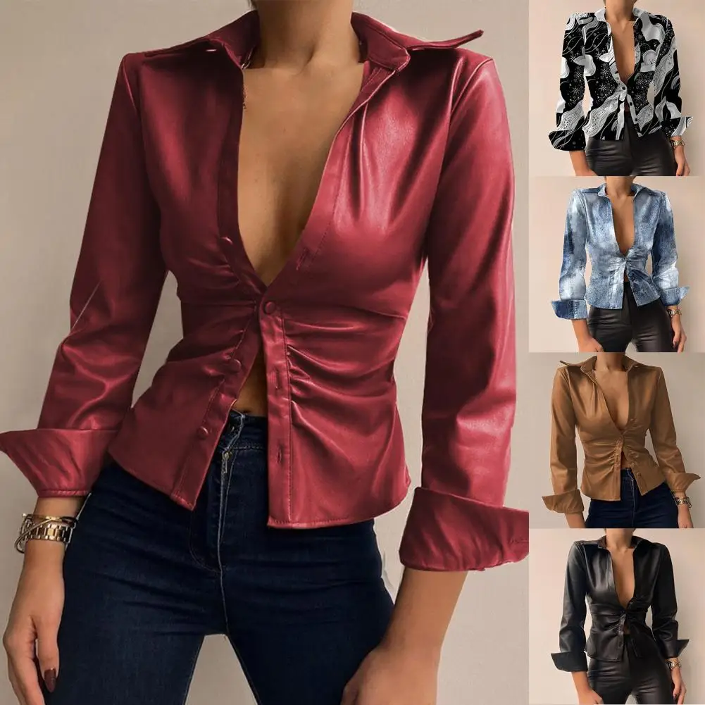 

Женская рубашка в клетку, куртка из искусственной кожи в стиле пэчворк контрастных цветов для клуба