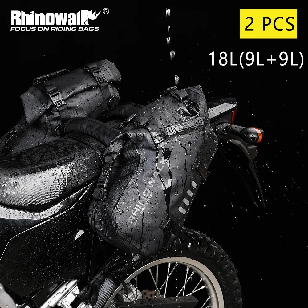 

Rhinowalk Motorcycle Bag 2PCS Motor Tail Seat Bag Waterproof Outddor Travel Motorcross Saddlebag Fit ADV Honda Suzuki Yamaha KTM