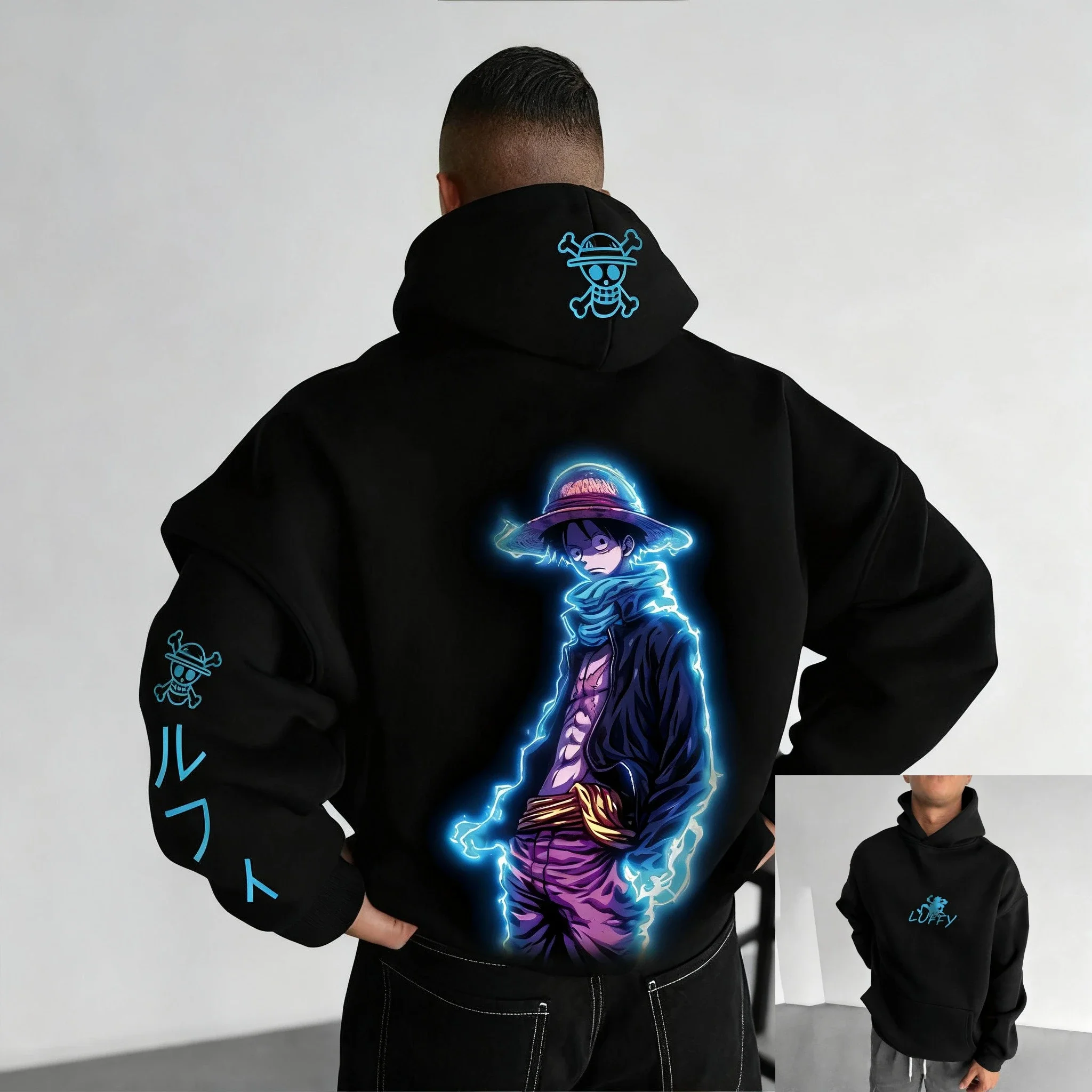 

Vintage Oversized Anime One Piece Hoodie Men Women Sweatshirt Pullover Streetwear Casual Cotton Y2k Clothes Autumn Winter Tops