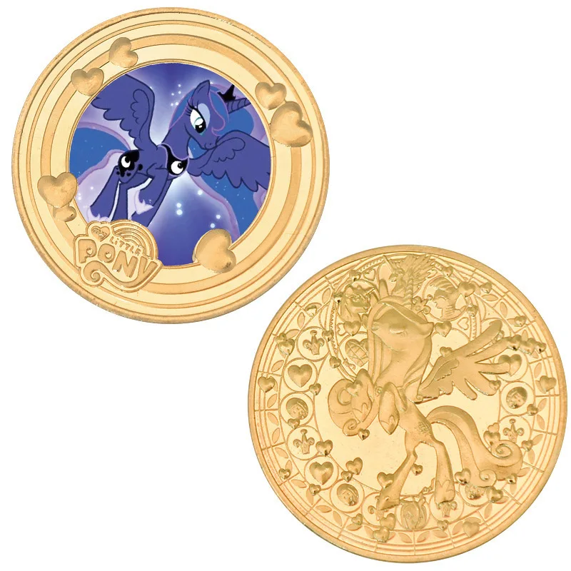أنيمي بلدي ليتل المهر عملات قابلة للجمع الكرتون الخنصر فطيرة الذهب اللون عملة معدنية البريق التذكارية الفتيات هدايا عيد الميلاد #6