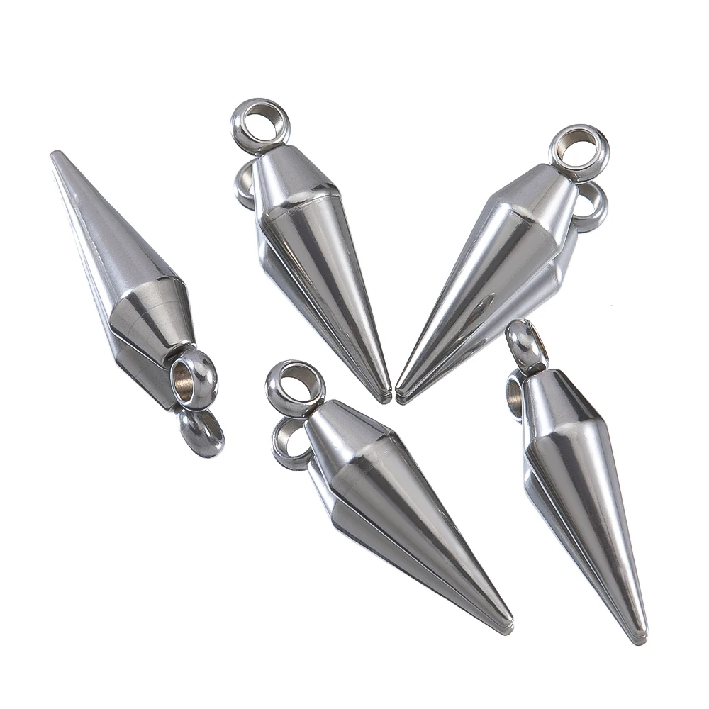 Breloques Ras du Cou en Acier Inoxydable pour Homme et Femme, Perles à Pointe, Cône, Boucle d'Oreille, Collier, Bijoux, Matériel de Direction, 10 Pièces