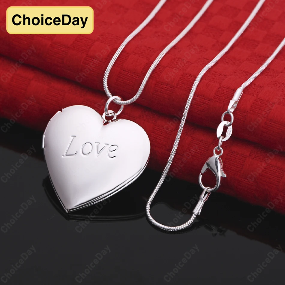 

ChoiceDay 925 Sterling Silver Exquisite LOVE Heart Pendant Necklace Women's Wedding Gift Jewelry Accessories