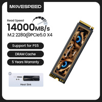 MOVESPEED 14000MB/s PCIe5.0 SSD with DRAM Cache Internal Solid State Drive 2TB NVMe M2 2280 Hard Disk for PS5 Laptop Desktop PC