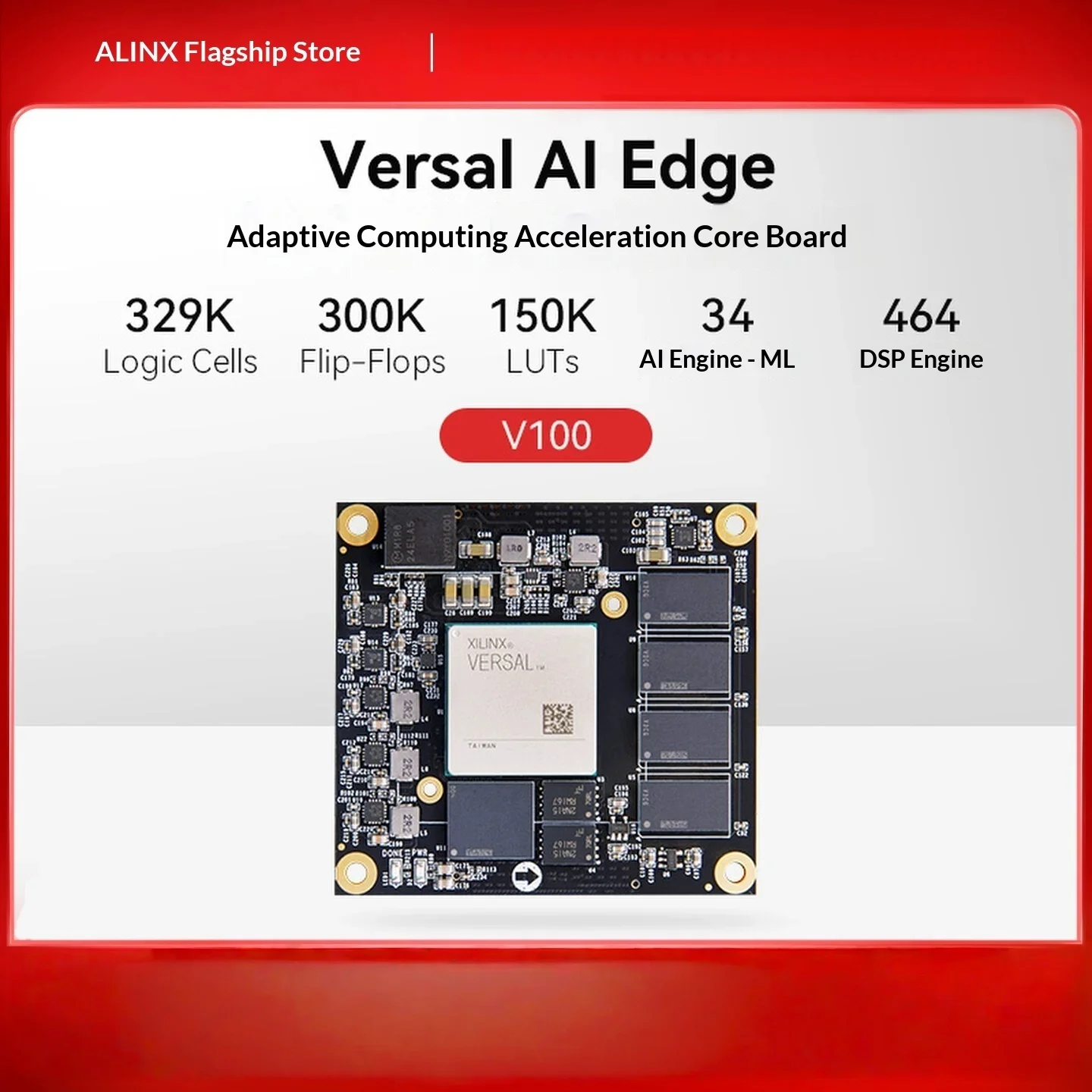 alinx v100 amd xilinx versal ai edge xcve2302 fpga core board system board 4gb ddr4 ai inference edge computing development modu