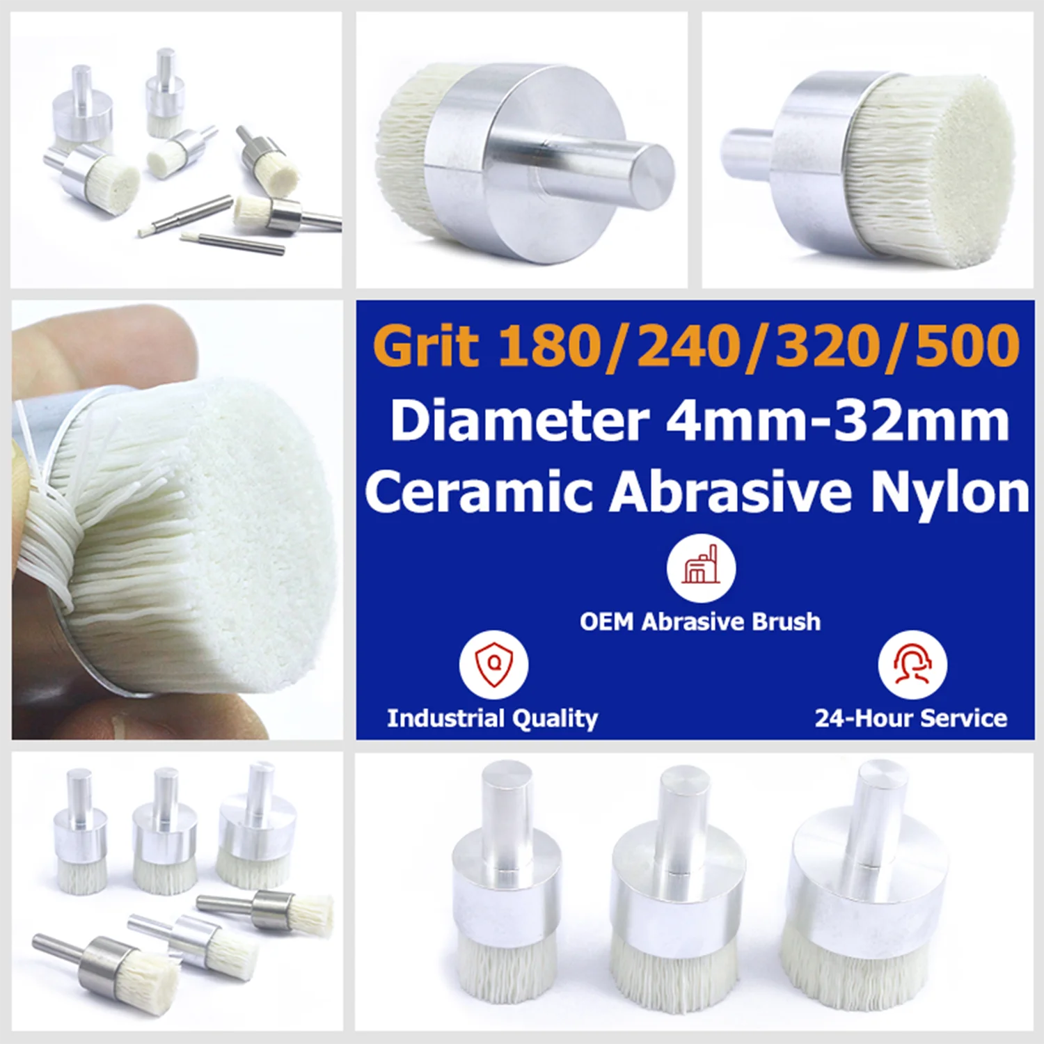 Keramik Abrasive Nilon End Brush Logam Aluminium Permukaan Finishing Presisi Grinding Cleaning Polishing Deburring Alat Listrik Menggunakan