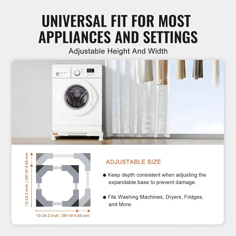 YNWMP01 Mini Fridge Stand w 4 Strong Feet Adjustable Washing Machine Refrigerator Riser MultiFunctional Universal Base Washer