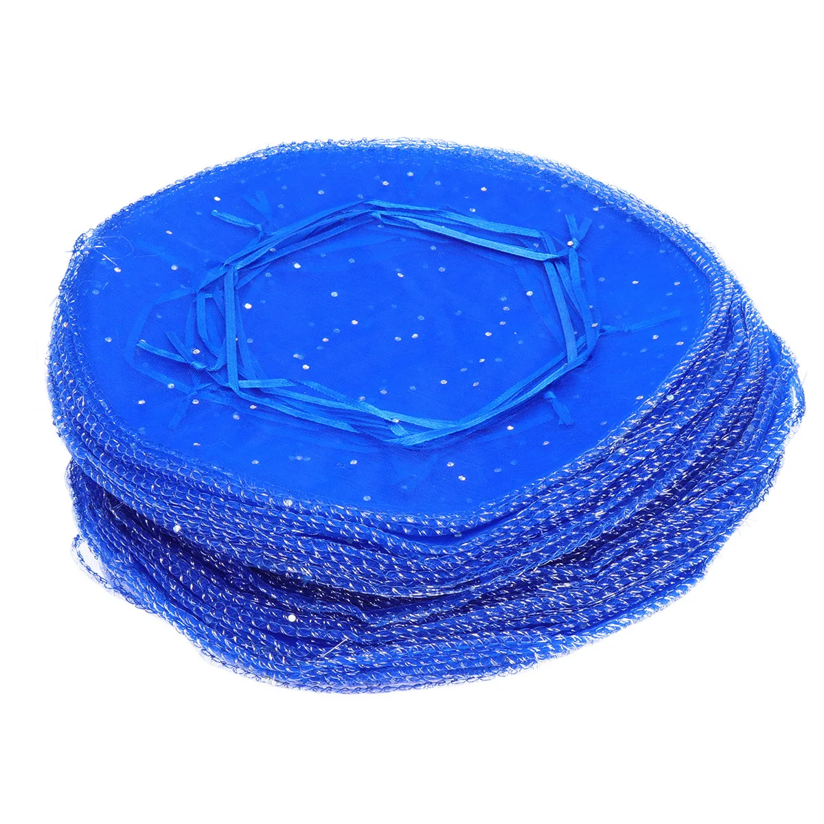 

100Pcs Dark Blue Sequin Organza Pouch Round Candy Yarn Bag for Bridal Shower Anniversary Table Decor Party Favors