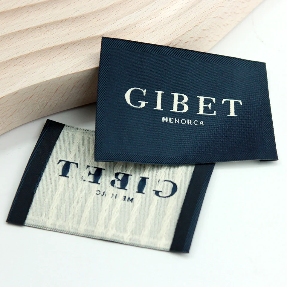 High Density Woven Label Customized Brand LOGO End Folded Embroidery Clothing Tags Twill Edge Garment Accessories