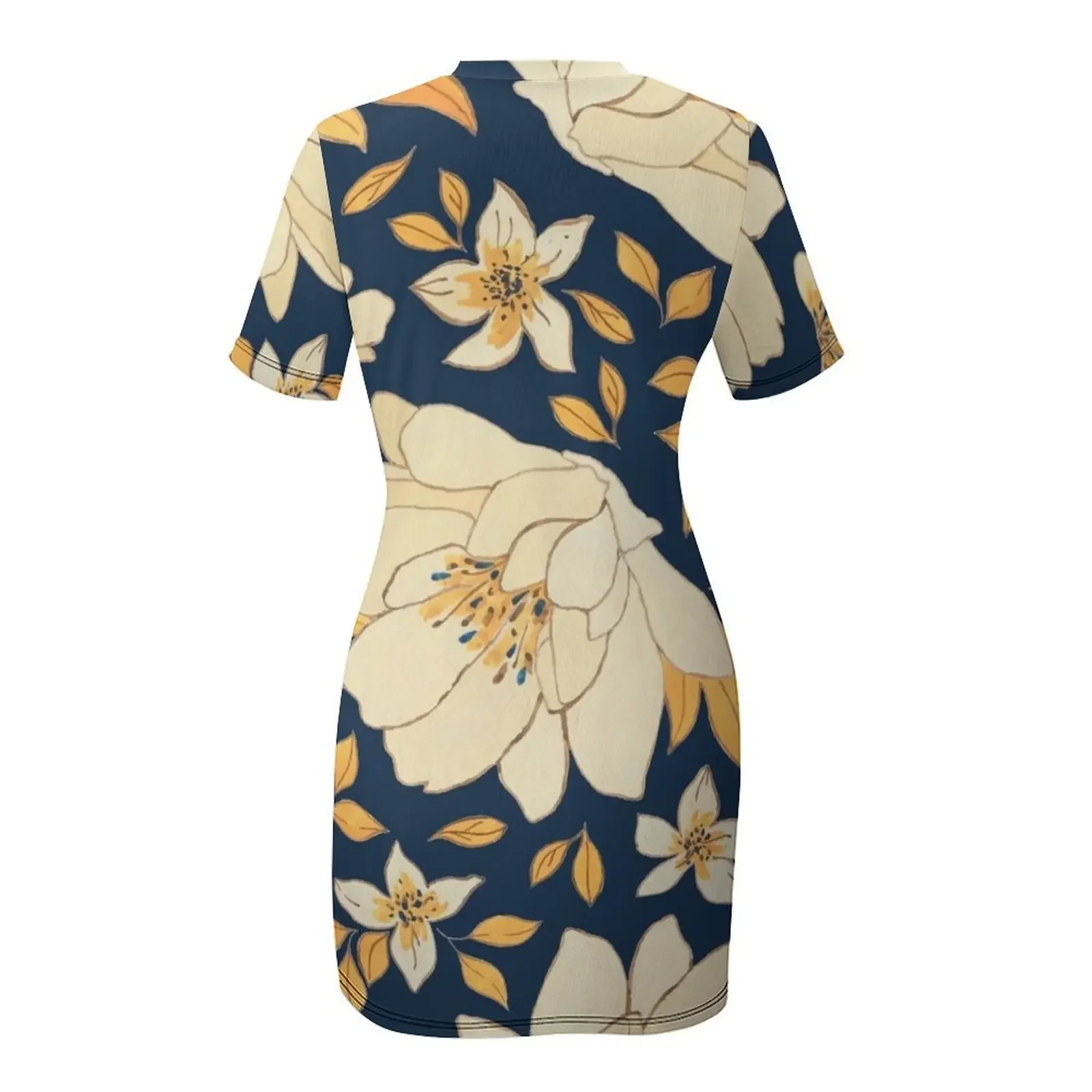 Yellow and Blue Flower Pattern Short-Sleeved Dress prom dresses 2025 Women's summer suit sexy dress for women Dress