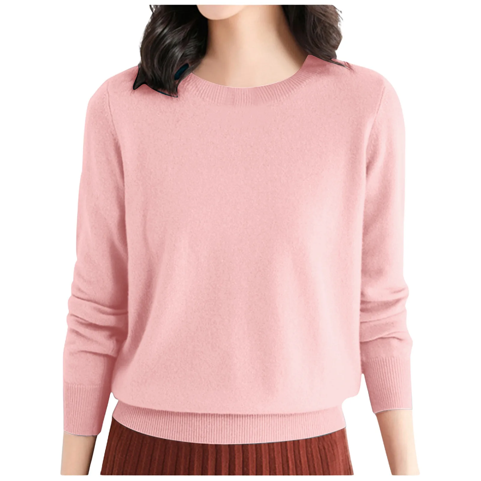 

Autumn And Winter Cashmere Sweater Women's Crew Neck Pullover Casual Knitted Top Women's Short Undercoat Fashion Solid Colors