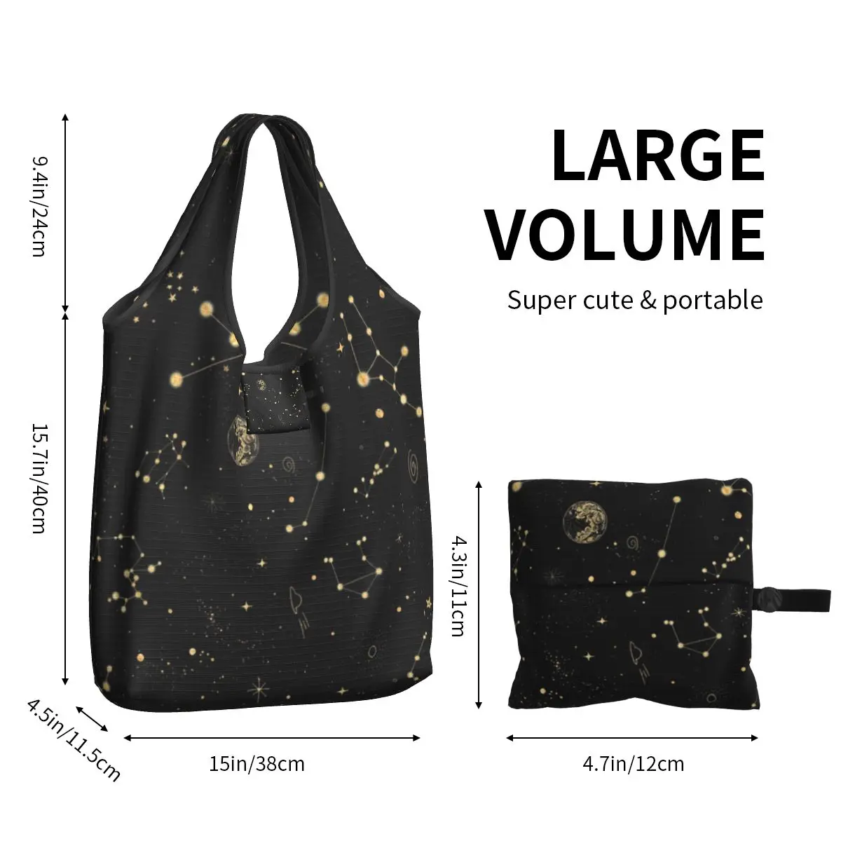 Custom Funny Printed Into The Galaxy Tote Shopping Bags Portable Shopper Shoulder Handbag