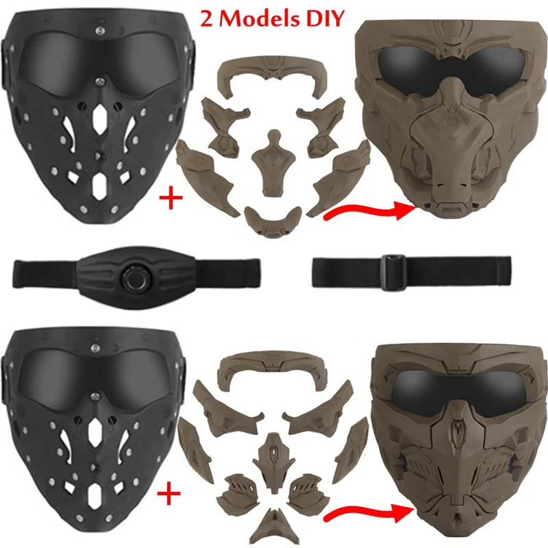 

2 Models DIY Skull Mask Full Face Tactical Masks for CS Survival Games Shooting Cosplay Movie Paintball Halloween Scary Masks