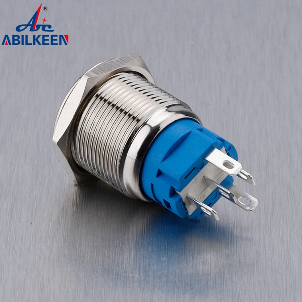 ABILKEEN 19MM 1NO1NC Metal Push Button Switch Latching/Momentary 250V5A Metal Push Button with LED Illuminate Customized Color