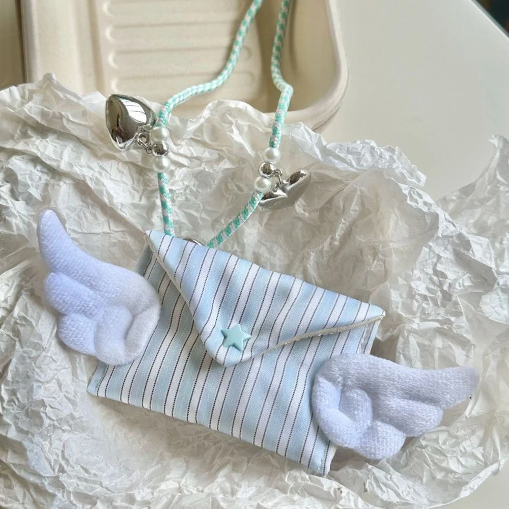 Y2K Angel Wings Wallet Cute Mini Purse Long Lanyard Coin Purse Multifunctional Headphones Organizer Hanging Crossbody Bag Gift - view 6