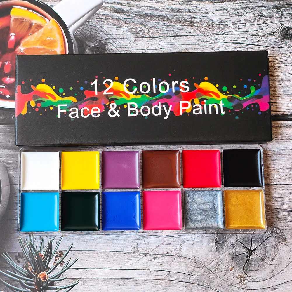 12 colori pittura a olio viso corpo vernice ad alta pigmentazione per la festa di bellezza Halloween sicuro Flash tatuaggio pittura arte cosmetici