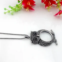 1PC 3x Portable Gift Owl Necklace Reading Magnifier Decoration Pendant Necklace Decorative Magnifying Glass Loupe