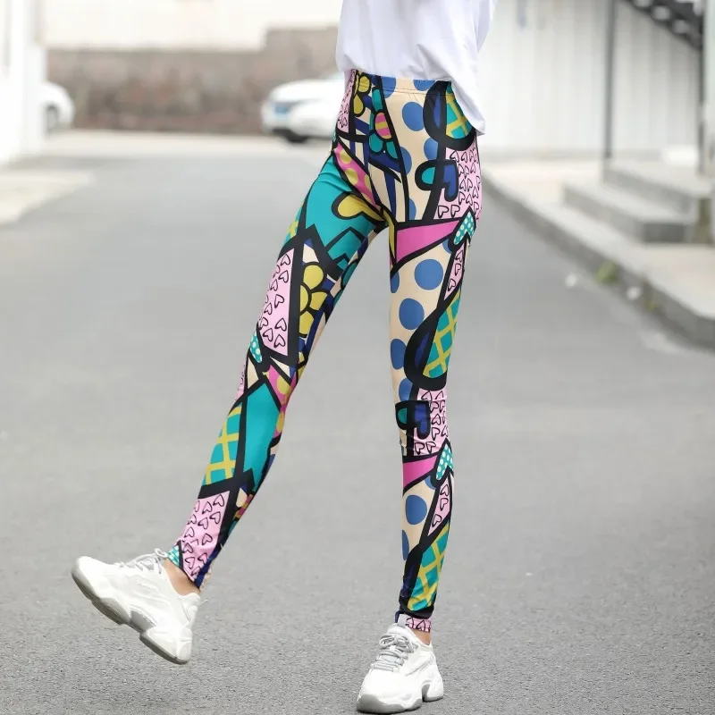 Women Colorful Digital Print Sexy Leggings Stretch Workout Push Up Trousers Fitness Pants Sexy Push Up Gym Wear Elastic Slim