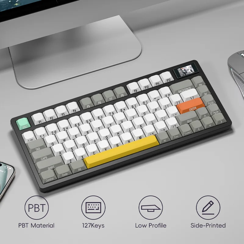 131 Tombol Keycap Tata Letak Sakelar Rendah Keycap Terukir Samping Sakelar MX Sublimasi Termal Lima Sisi untuk Keycap Profil Rendah Keyboard