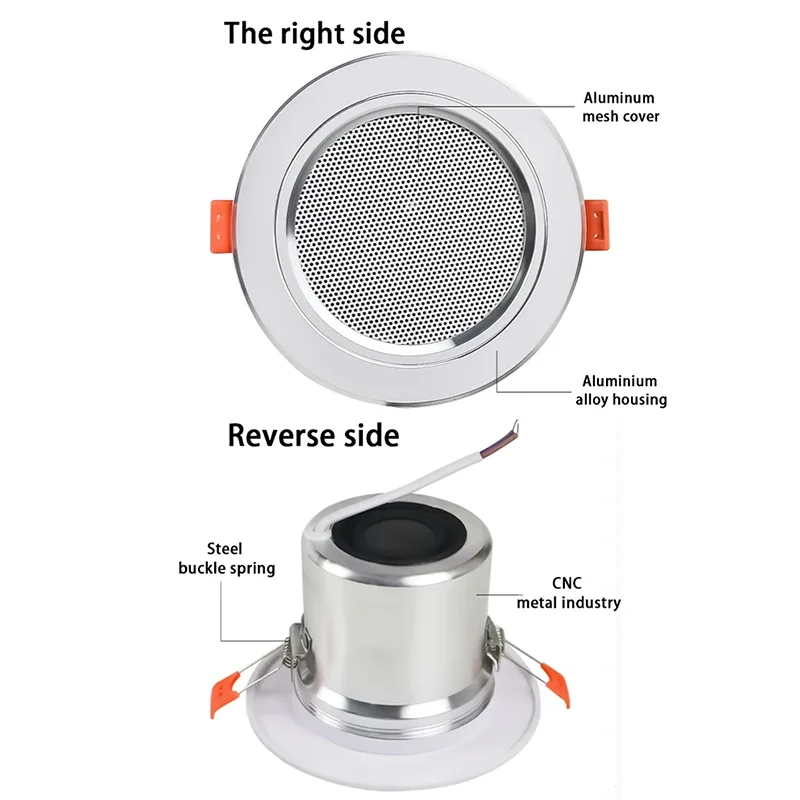 3 Inch 10W Ceiling Speaker Background Music System Bathroom Moisture-proof Aluminum Fashion Good Sound Quality Loundspeaker Z356