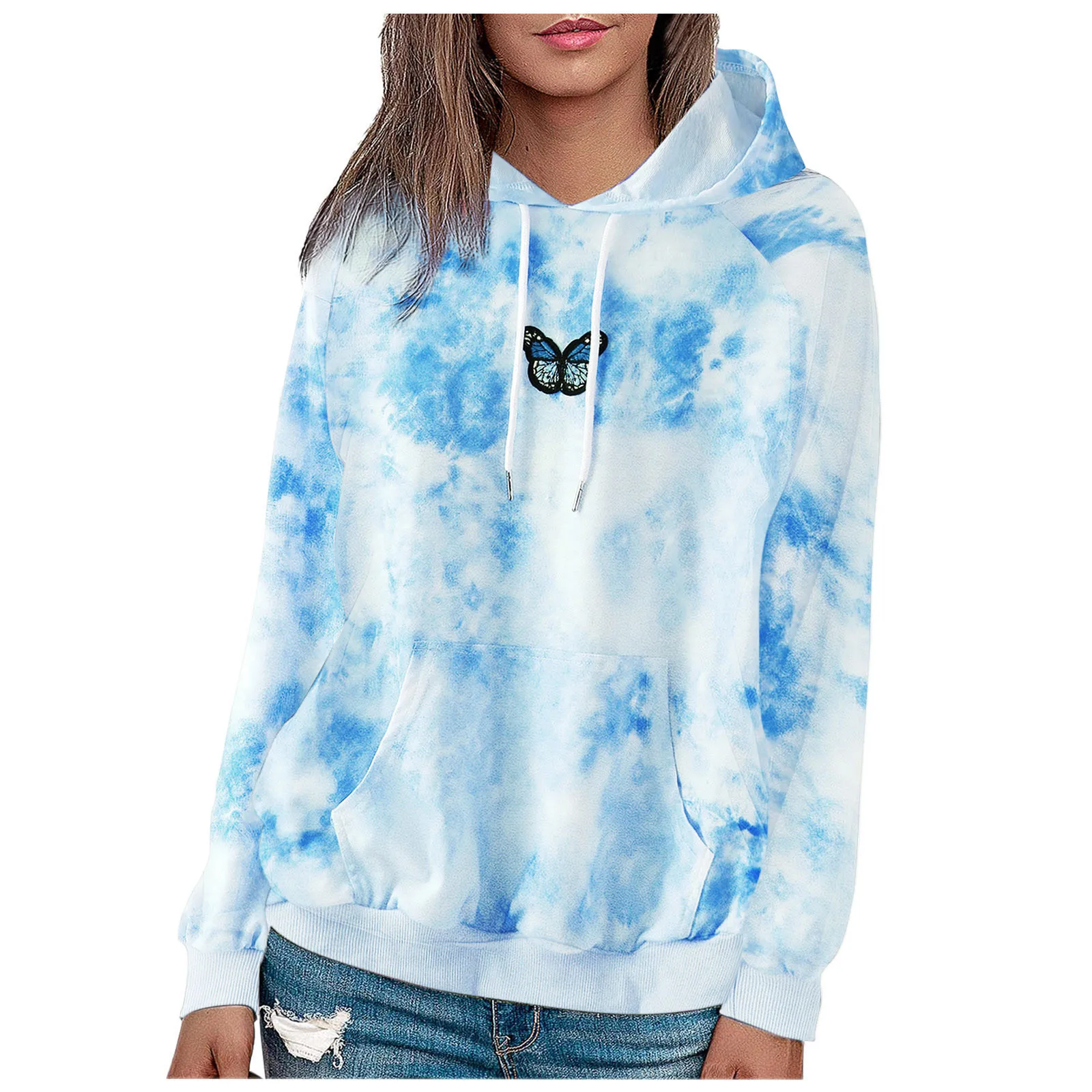 

Trendy Tie Dye Sweatshirt Hoodie Streetwear Fashion Long Sleeve Hooded Coat Women Zip Women Long Sleeves Clothes