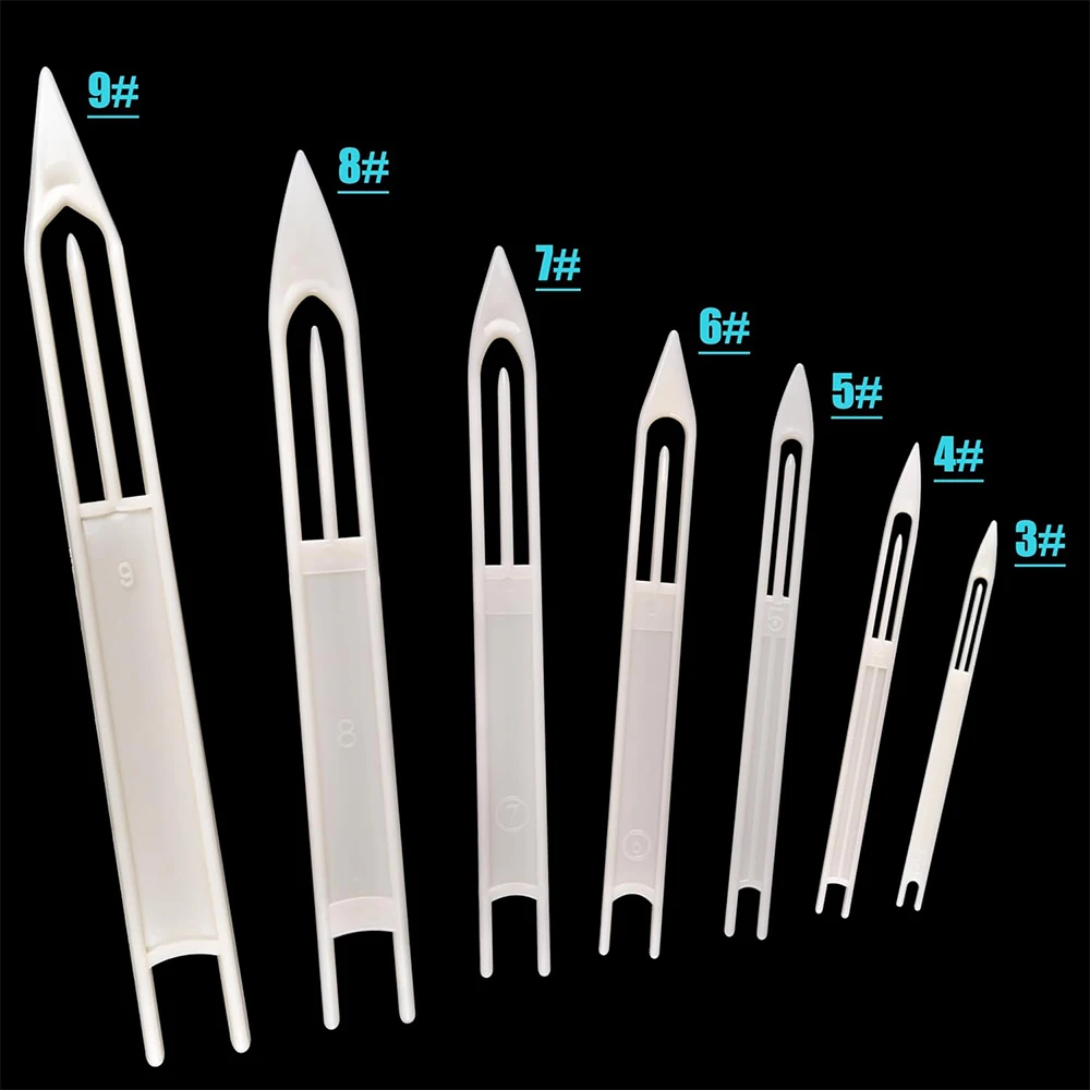 7Pcs/Set Fishing Line Equipment Repair Shuttles Netting Needle White Plastic Fishing Accessory Size 3-9