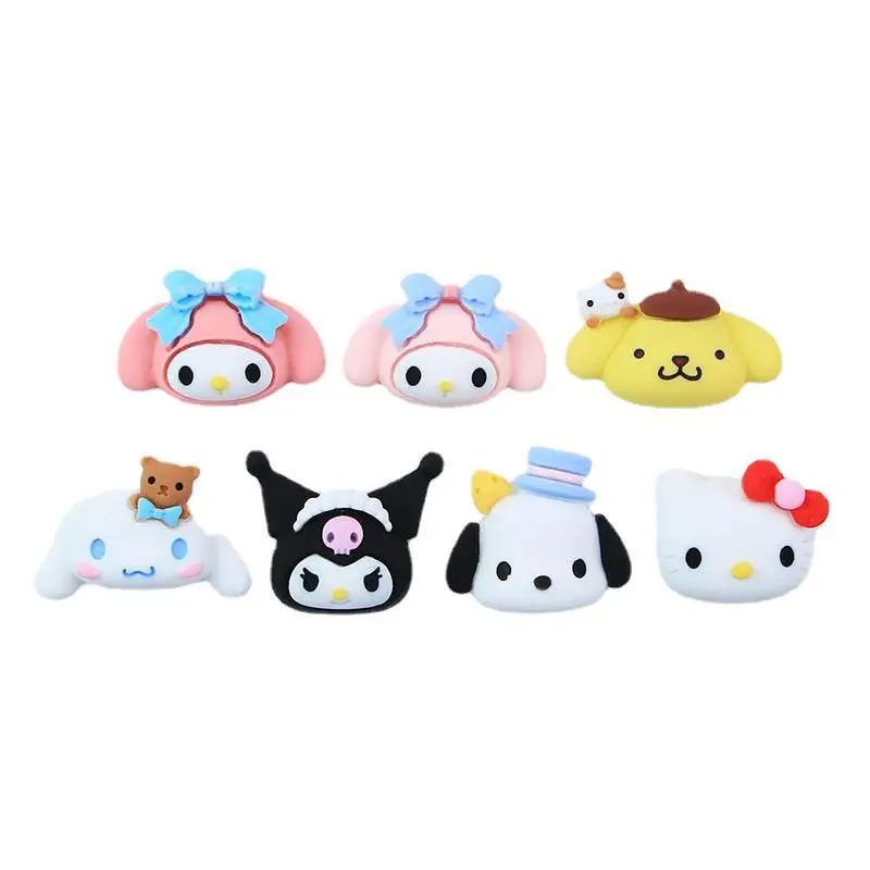 7Pcs/Set 2CM Kawaii DIY Accessories Hello Kitty Sanrio Kuromi Cinnamoroll Anime Cute Water Cup Phone Case Decor Toys for Girls