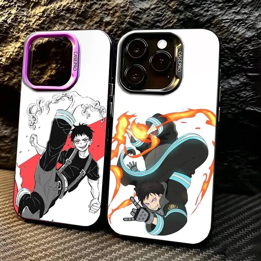 

F-Force F-Fire S-Shinra Kusakabe Phone Case For iPhone 17,16,15,14,13,12,11 Plus,Pro Max,XS,Colored Silver Plated Inside Cover