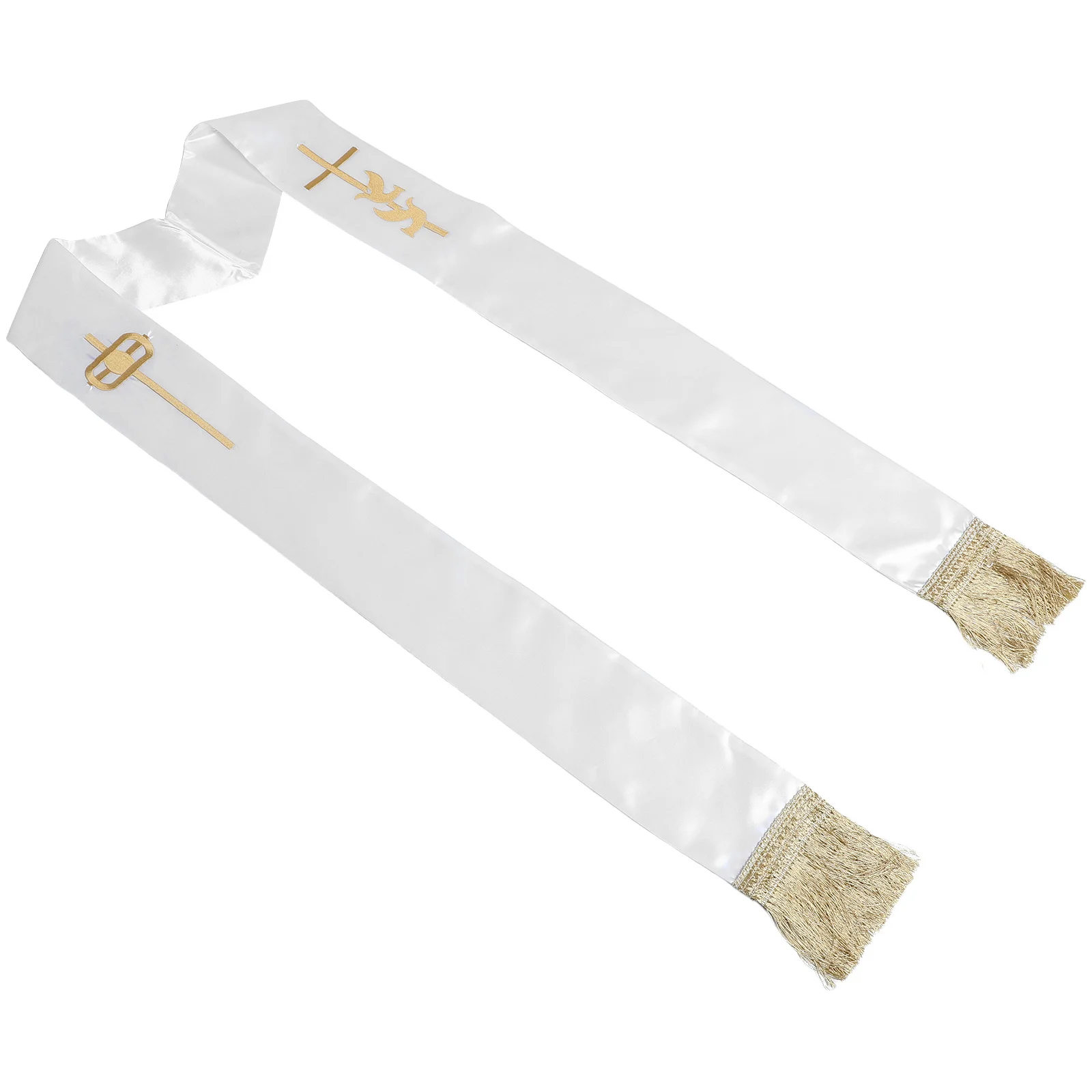 

Clergy Wedding Pastor Stole Embroidered Cross Dove Pattern White Priest Robe Reversible Church Wedding Ceremony Stole