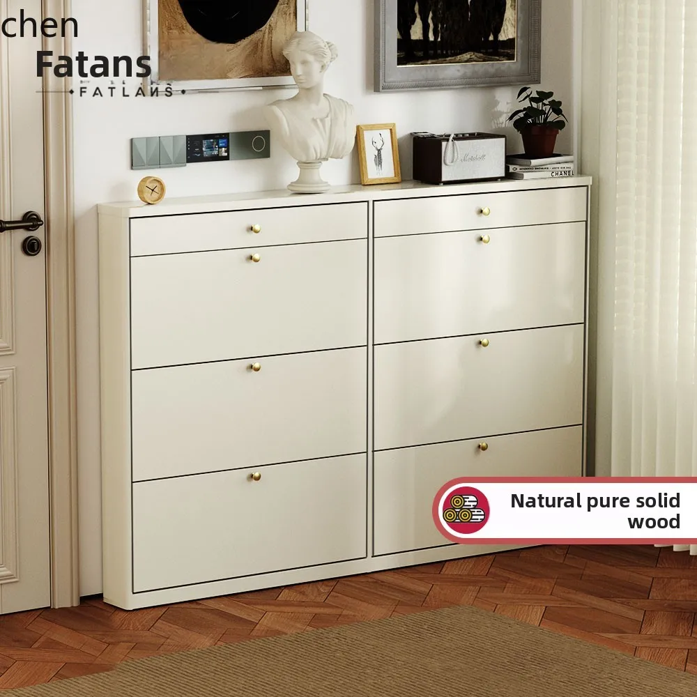 HTSolid Wood Ultra-Thin Extremely Narrow Entry Door Back Shoe Cabinet Space-Saving Ready to ship and purchase with peace of mind