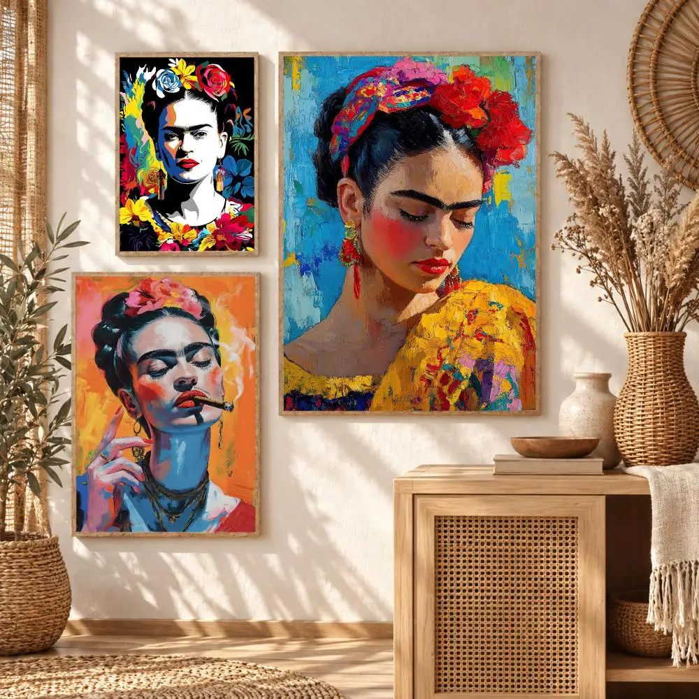 Vintage Art F-Frida Kahlo Poster Premium Modern Waterproof Wall Art Pictures for Bedroom Living Room Bar Decor