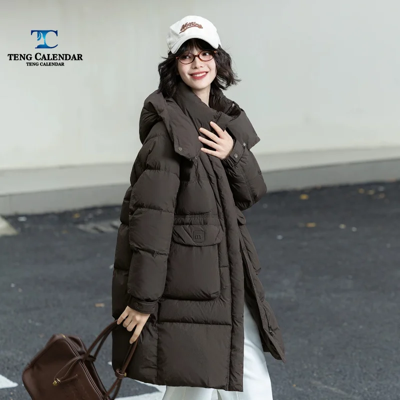 Long Length Warm Down Jacket, Stylish and Casual Versatile Korean Hooded Jacket, New Winter Version for 26 Years