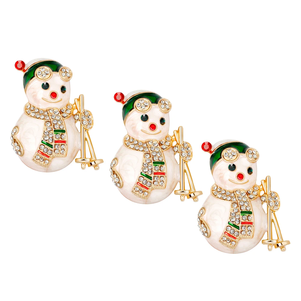 

3 Pcs Holiday Brooches for Women Christmas Snowman Backpack Decorations Winter Pin