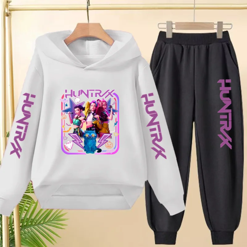Golden Coreano Wave Girl Group Cartoon Bambini Popolare Felpa con cappuccio Felpe + Pantaloni Ragazzi Ragazze Sport Top 3-12 anni Bella ragazza Casual Set