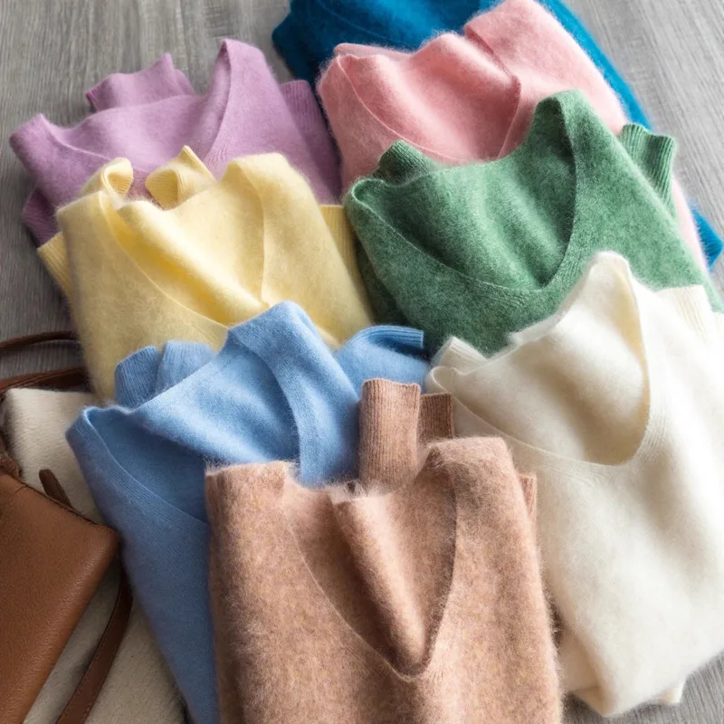 

Осенне-зимний кашемировый шерстяной свитер, мягкие шикарные вязаные пуловеры с v-образным вырезом, трикотаж из 96 шерсти из4% кашемира