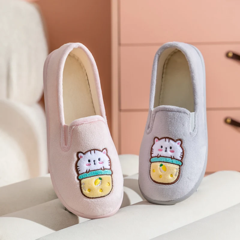 New Styles Cat Slippers Warm Winter Slides Soft Plush Indoor Comfortable Cute Bedroom Shoes For Woman Home