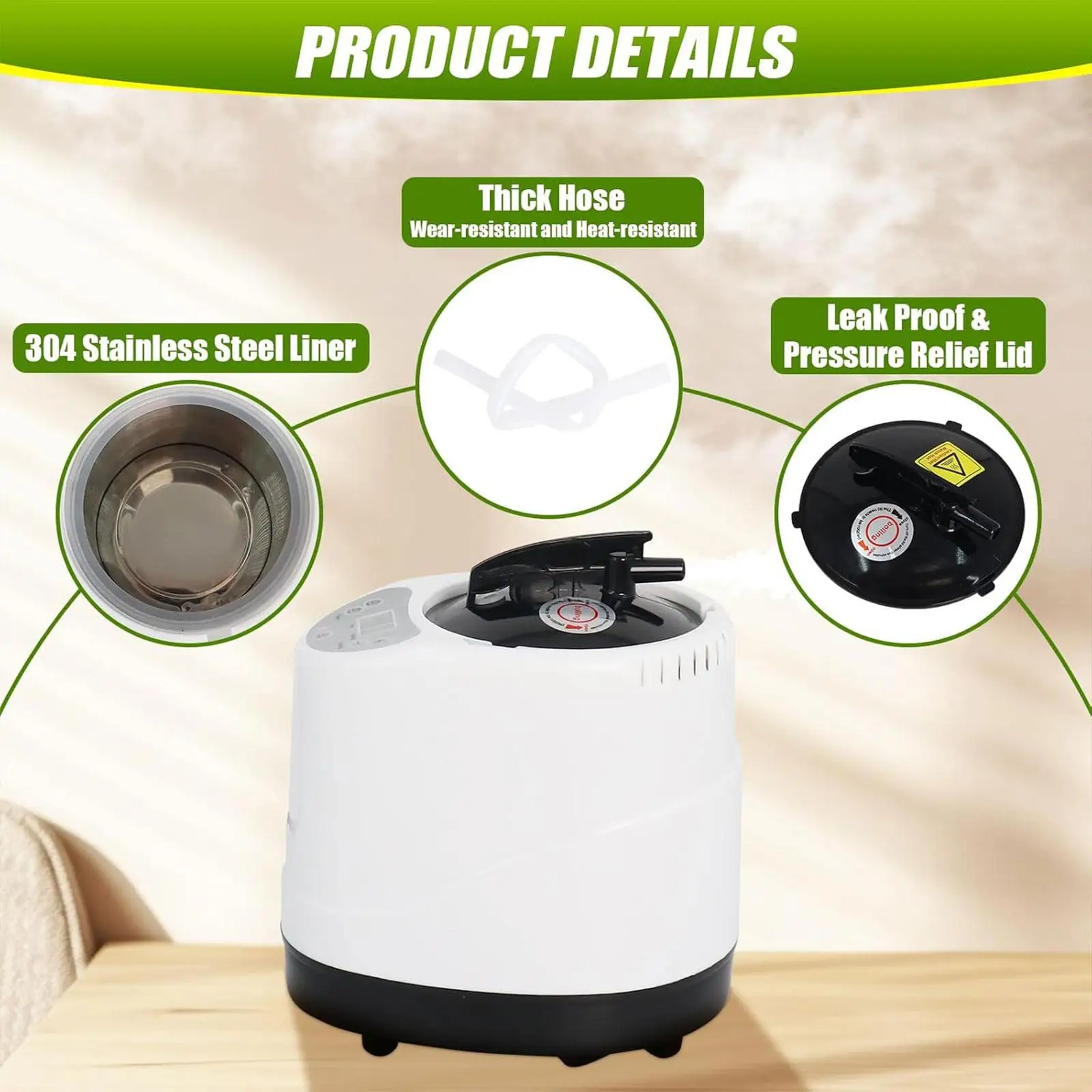 Steam Sauna Device Portable Steamer 3L Spa Pot Plastic Material with Remote Control for Home Steam Bath