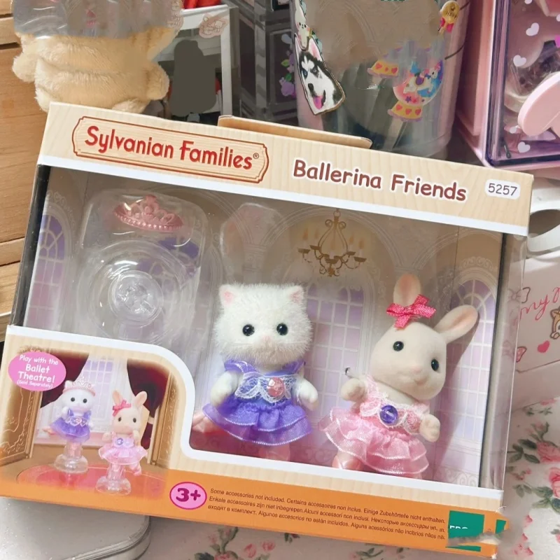 Original Sylvanian Families Rabbit Cat Figure Ballet Opera House Skating Decoration Ternurines Accesorios Toys Birthday Girl Gif