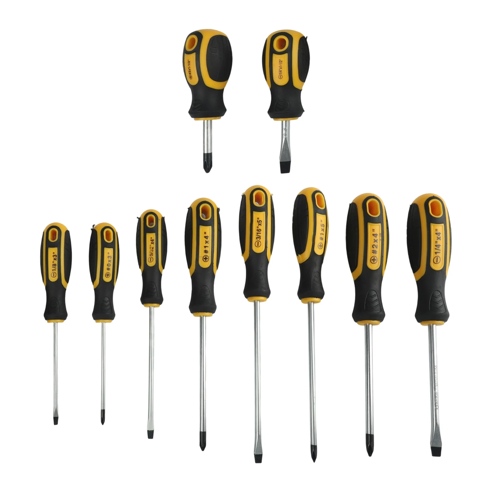 

10/12 PCS Magnetic Screwdriver Set Phillips-Flat Head Tip Chrome Vanadium Steel Wholesale Rubber Handle Screwdriver Set