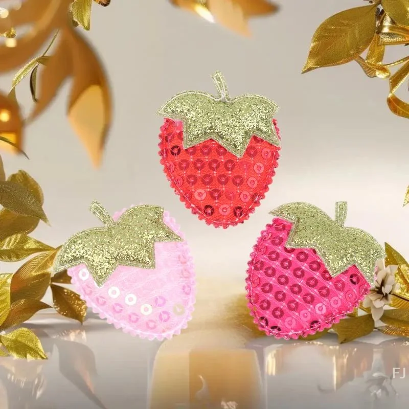 [YU] 20 szt. Naszywki z cekinami w kształcie truskawki, aplikacje do przyszycia na ubrania, dekoracje do samodzielnego wykonania, akcesoria do haftowania.