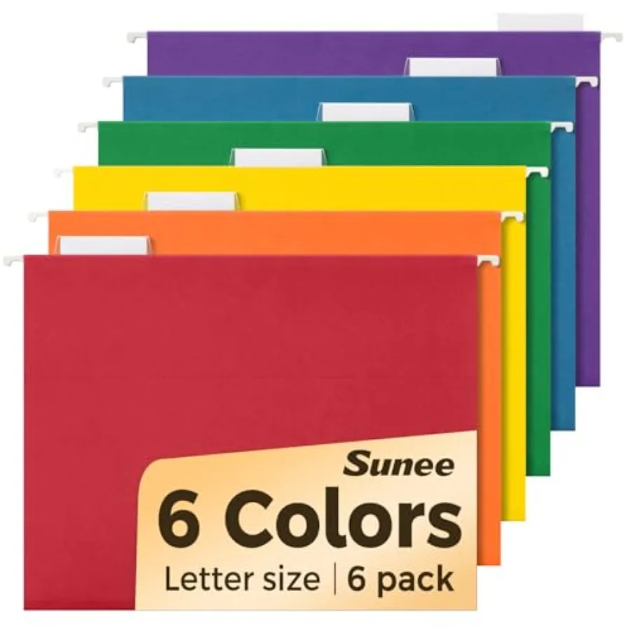 

Hanging File Folders, 6 Pack Letter Size Hanging File Folders with 1/5-Cut Tabs, Ideal for Home and Office Organization and Pap