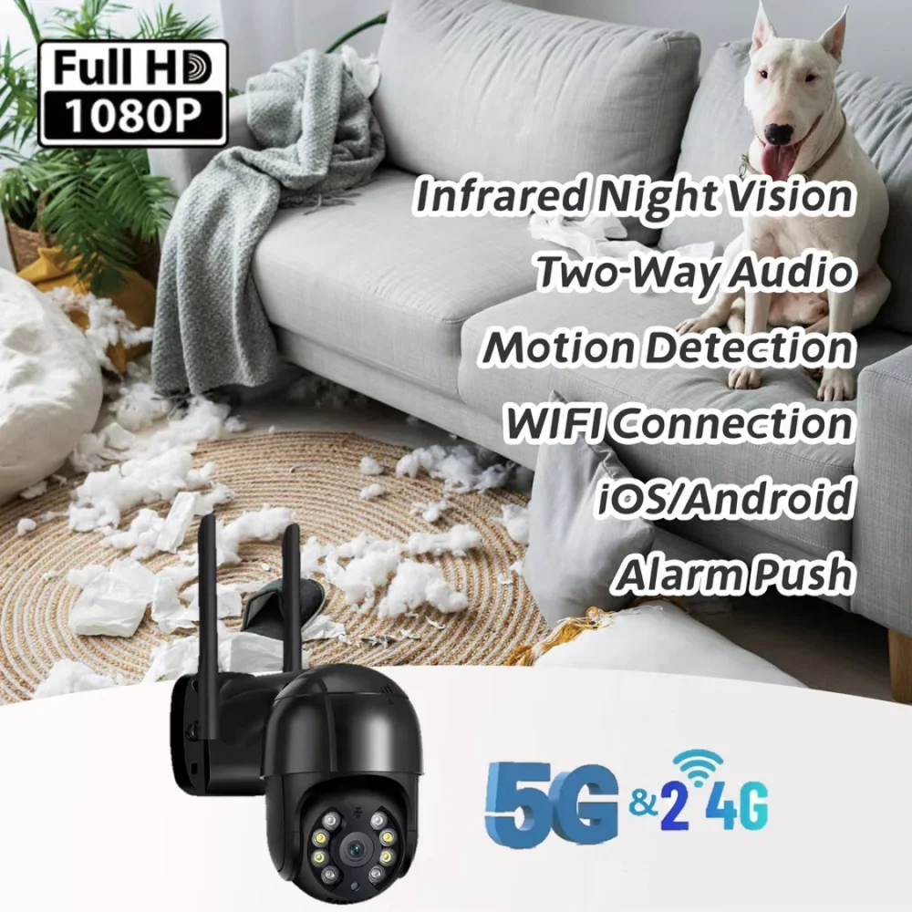 2MP Wireless Security Surveillance PTZ Camera Wifi IP Outdoor 5X Zoom Cameras AI Human Tracking Two-way Audio HD Night Color Cam