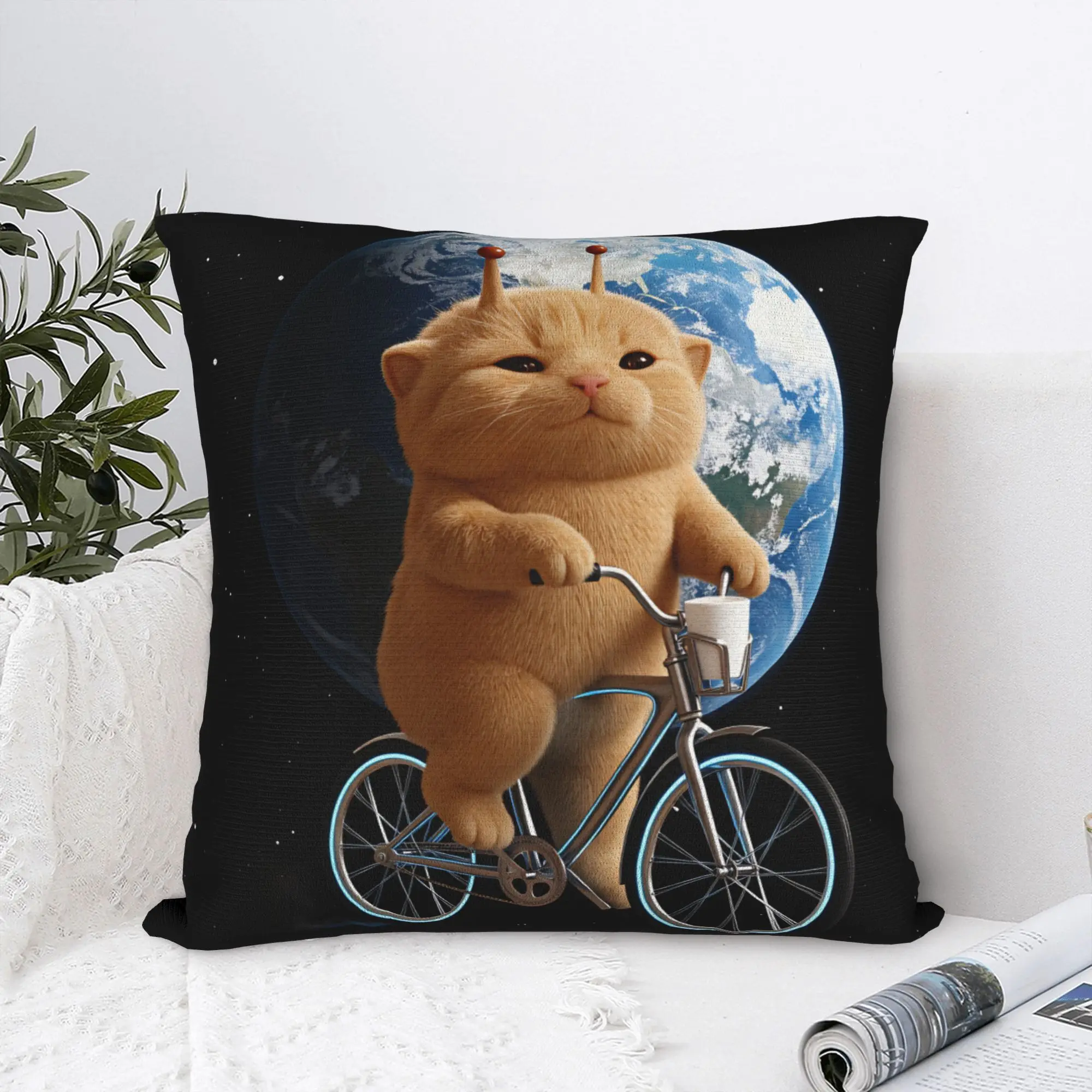 Space Bike Aliens Cat Pillowcases  Morden Pillow Case For Sofa Home Decoration Design Pillow Cover