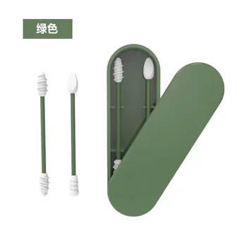 スパイラルクリーナーツール,再利用可能なシリコンイヤーピック,ポータブルシリコンスワブ,クリーニングスティック,リップアイライナーメイク,2個