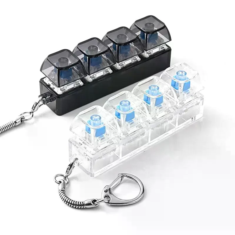4-Button Fingertip Keyboard Keychain RGB Keyboard Fidget Toy With Lights For Stress Relief Decompression Accessories
