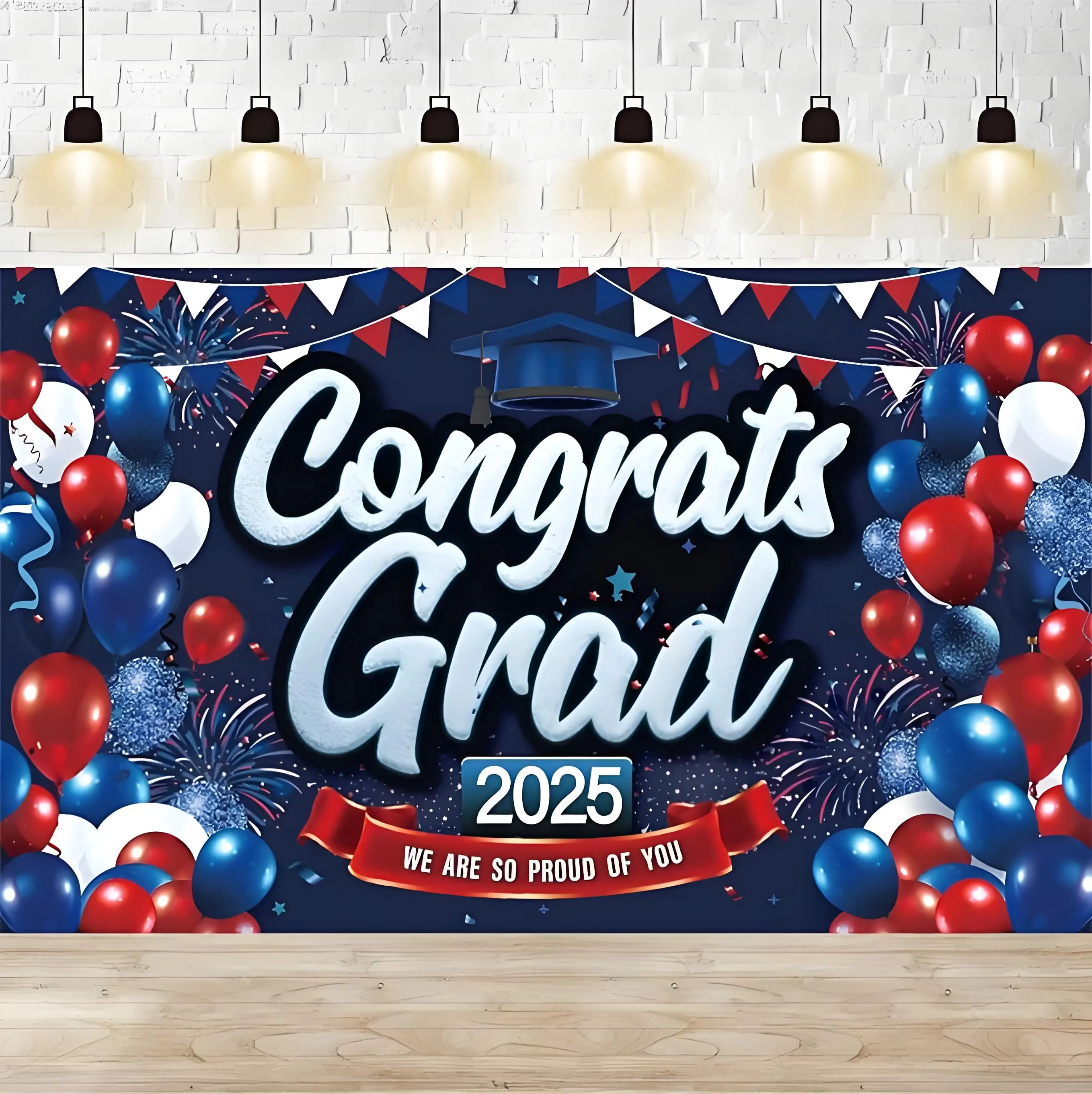 

Congratulations to graduates 2025 Banner Blue Graduation banner Navy blue white graduation party decoration