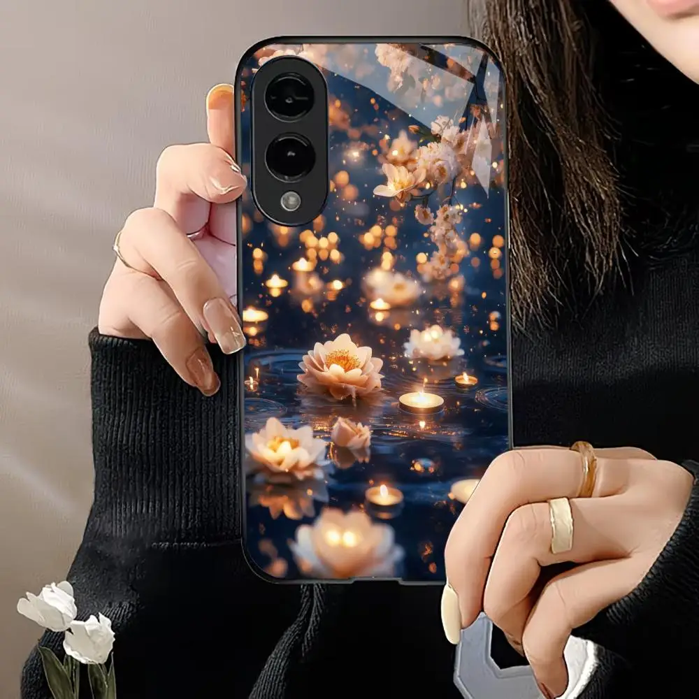 lights Flower Protective Exquisite High-end PhoneCase Glass PhoneCase for Samsung Galaxy S26 S25 S24 S23 S22 S21 FE,Ultra,Plus