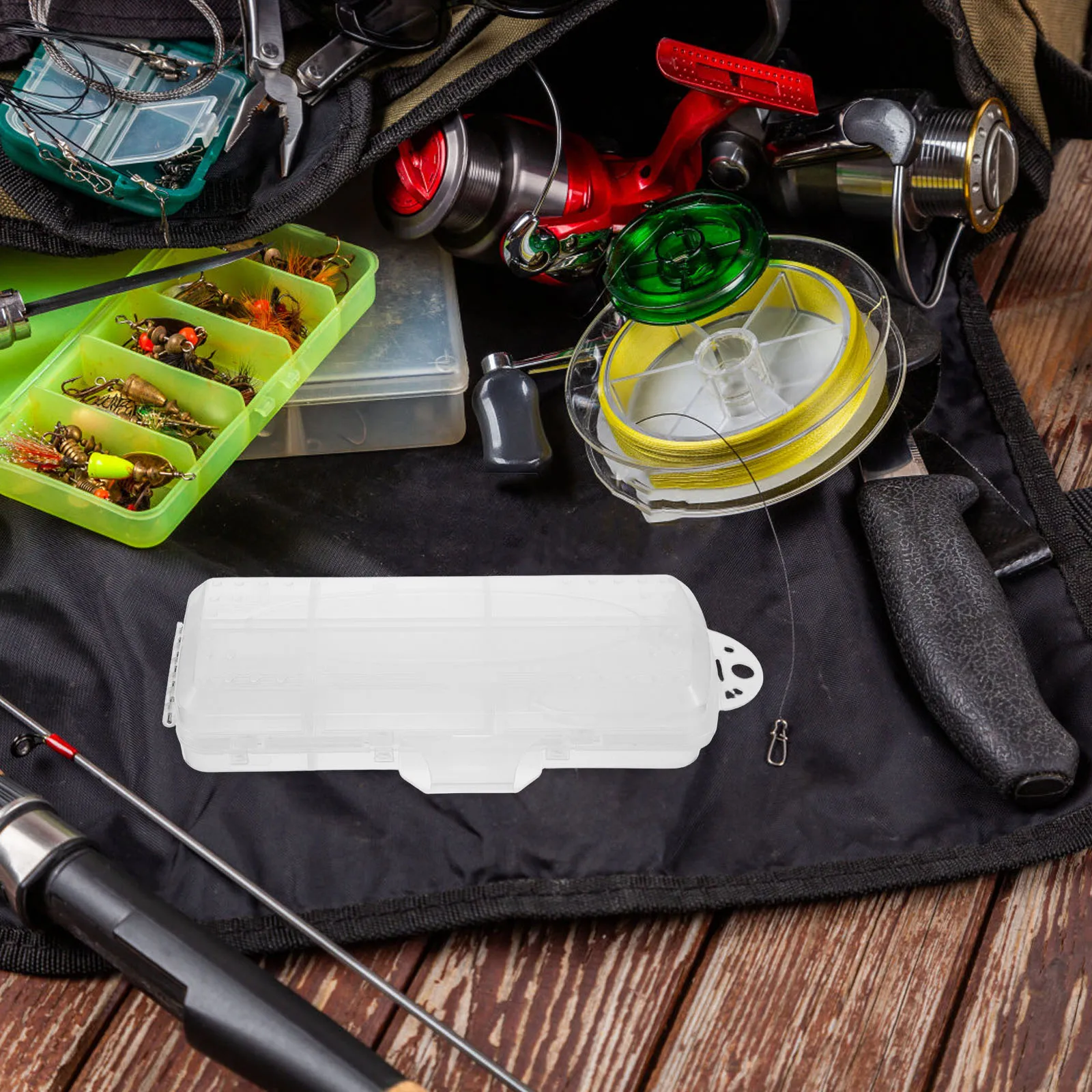 

1pc Portable Fishing Rod Multiple Compartments Lure Baits Storage Tackle Organizer Travel Gear Container