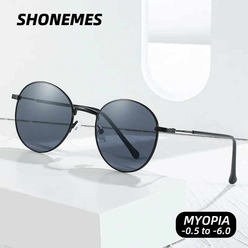 

SHONEMES Myopia Sunglasses Classic Round Shortsighted Glasses Metal Frame Myopic Eyeglasses Diopters -0.5 to -6 for Men Women