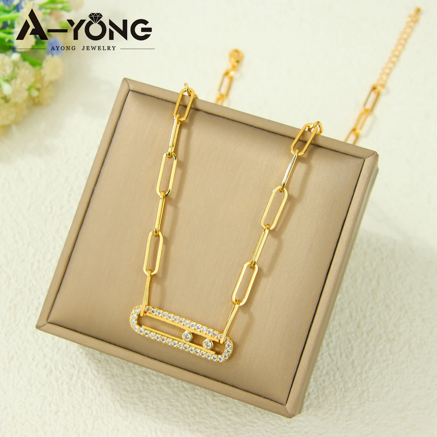 Dubai Mode-Schmuckset 21k Vergoldet Italienisches Geometrisches Zirkonia Halskette Armband Ohrringe Saudi-Arabische Damen Event-Party Schmuckstücke – Detail 6